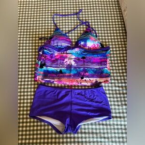 OP Vibrant Purple Multi-Color Tankini Set